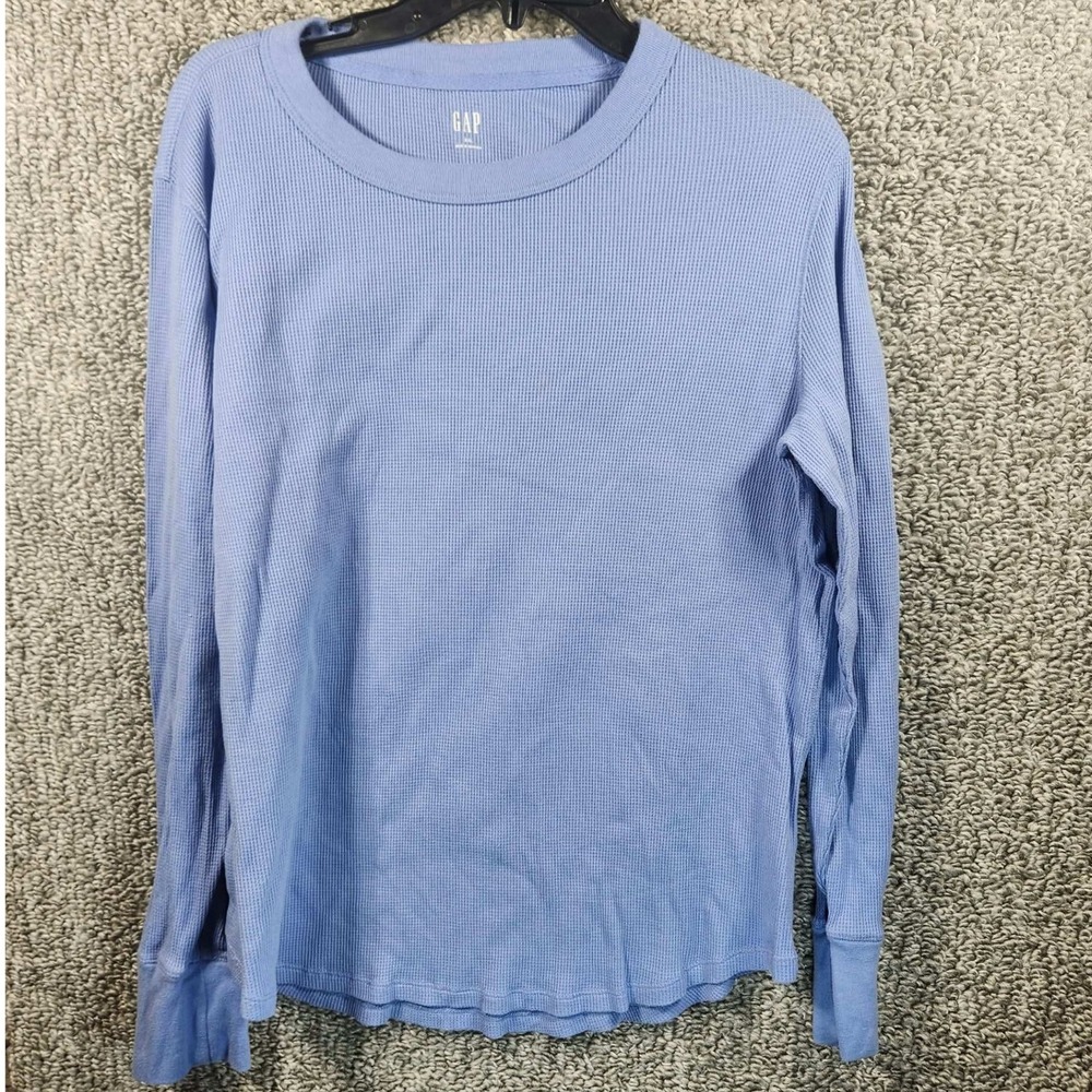 Gap Thermal Top Light Blue Waffle Knit Long Sleeve Unisex XXL